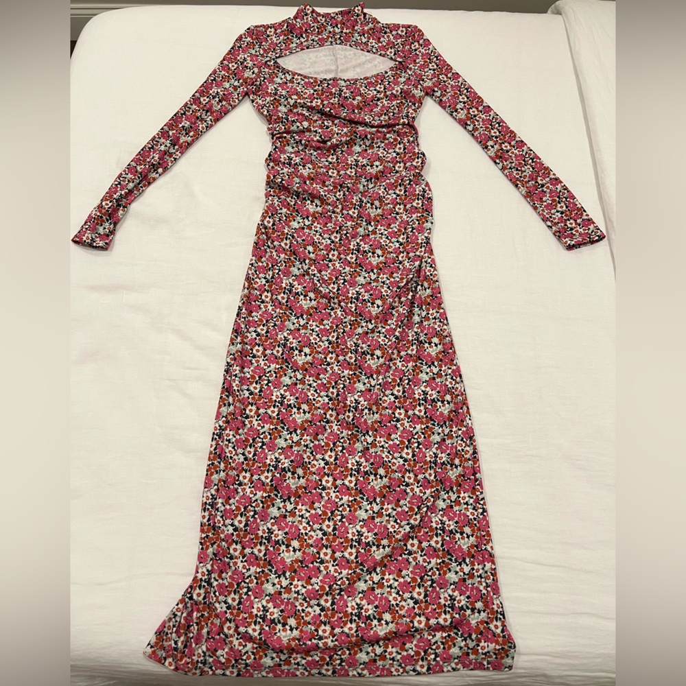 Zara long floral dress, size medium, fitted